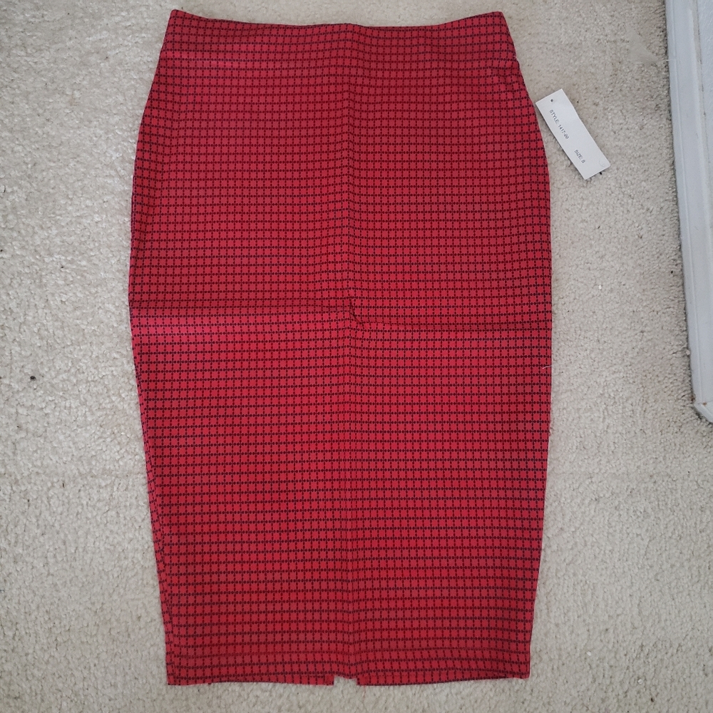 Red/Navy Blue Pencil Skirt